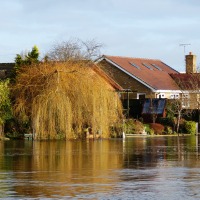 River Thames in Flood, Walton-On-Thames, England
