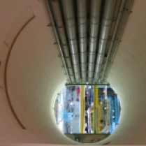 A view of the detector from 100m above through an access tunnel