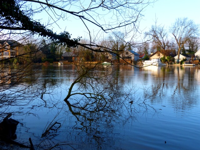 River flooding at Walton Bridge